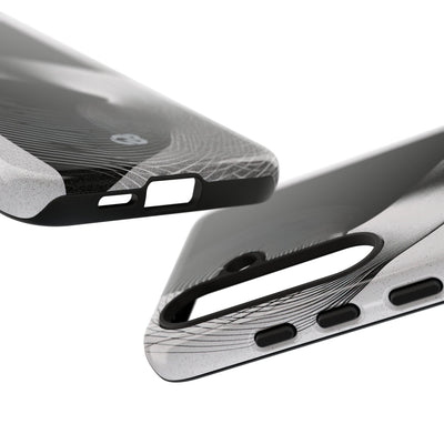Grey Tough Phone Case for Samsung - Obsidian Moiré Wave