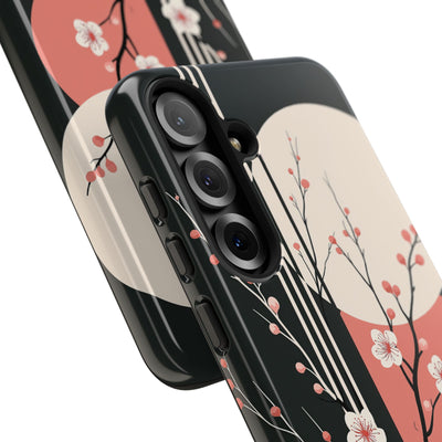 Black Tough Phone Case for Samsung - Kyoto Midnight Blossom