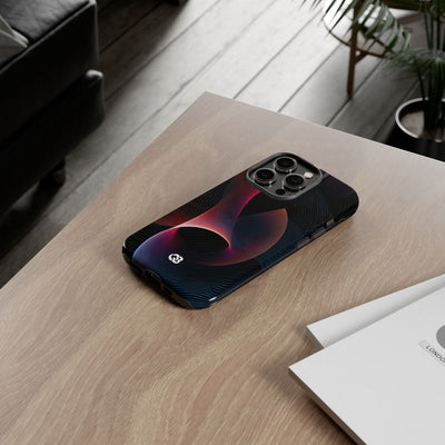 Black Tough Phone Case for iPhone - Cobalt Crimson Flux