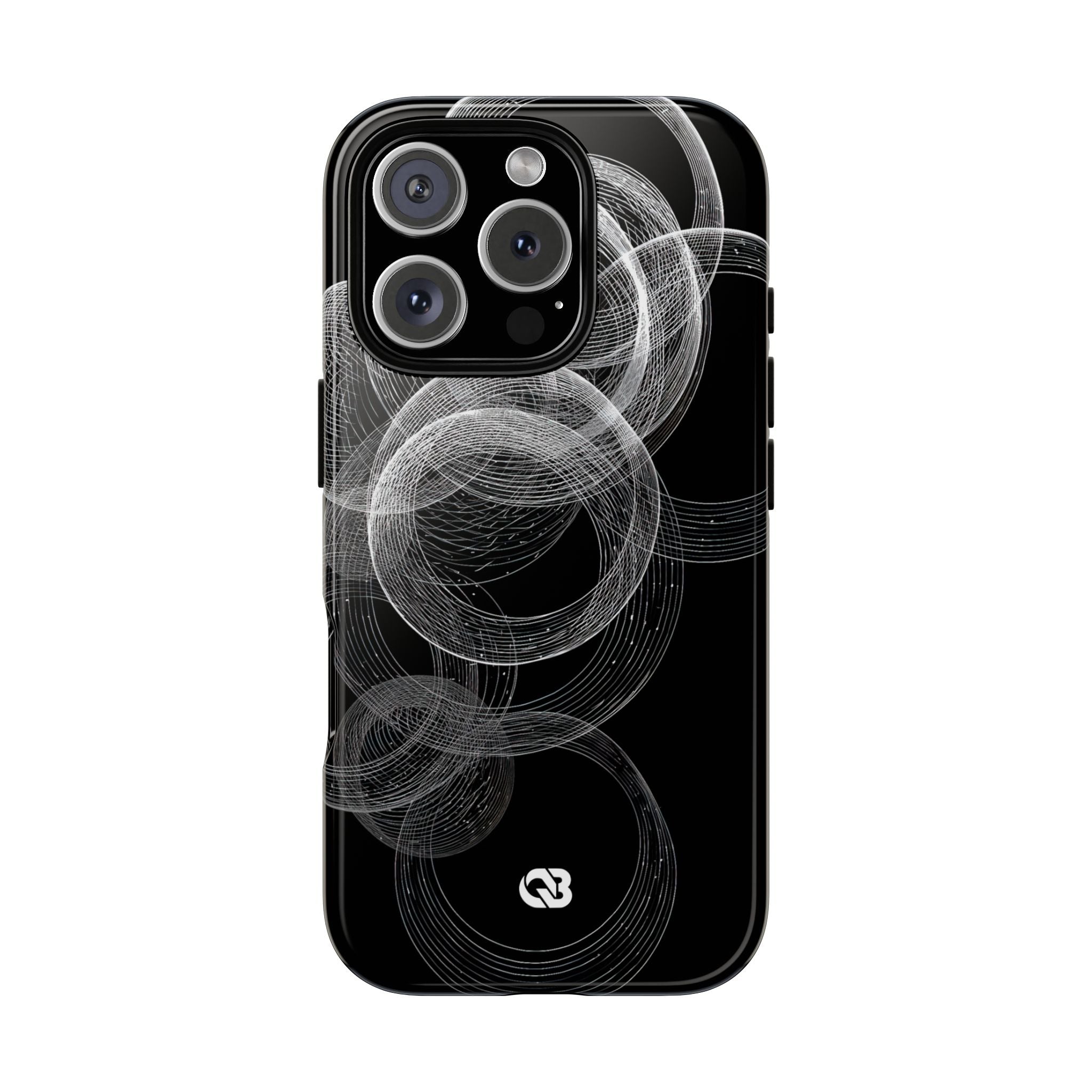 Black Tough Phone Case for iPhone - Kinetic Wireframe Orbit