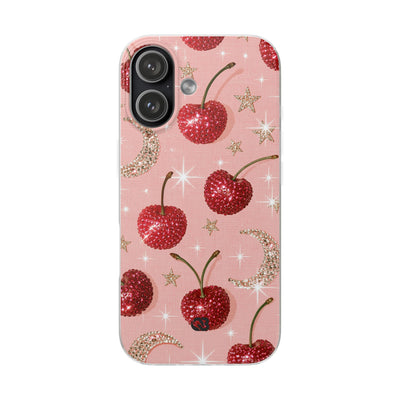 Bedazzled Ruby Cherries · Lite Phone Case for iPhone ·  Pink