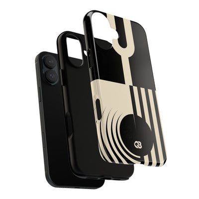 Black Tough Phone Case for iPhone - Ivory Signal Grid