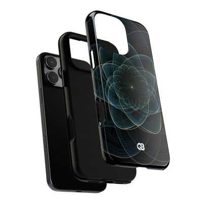 Blue Tough Phone Case for iPhone - Celestial Wireframe Bloom