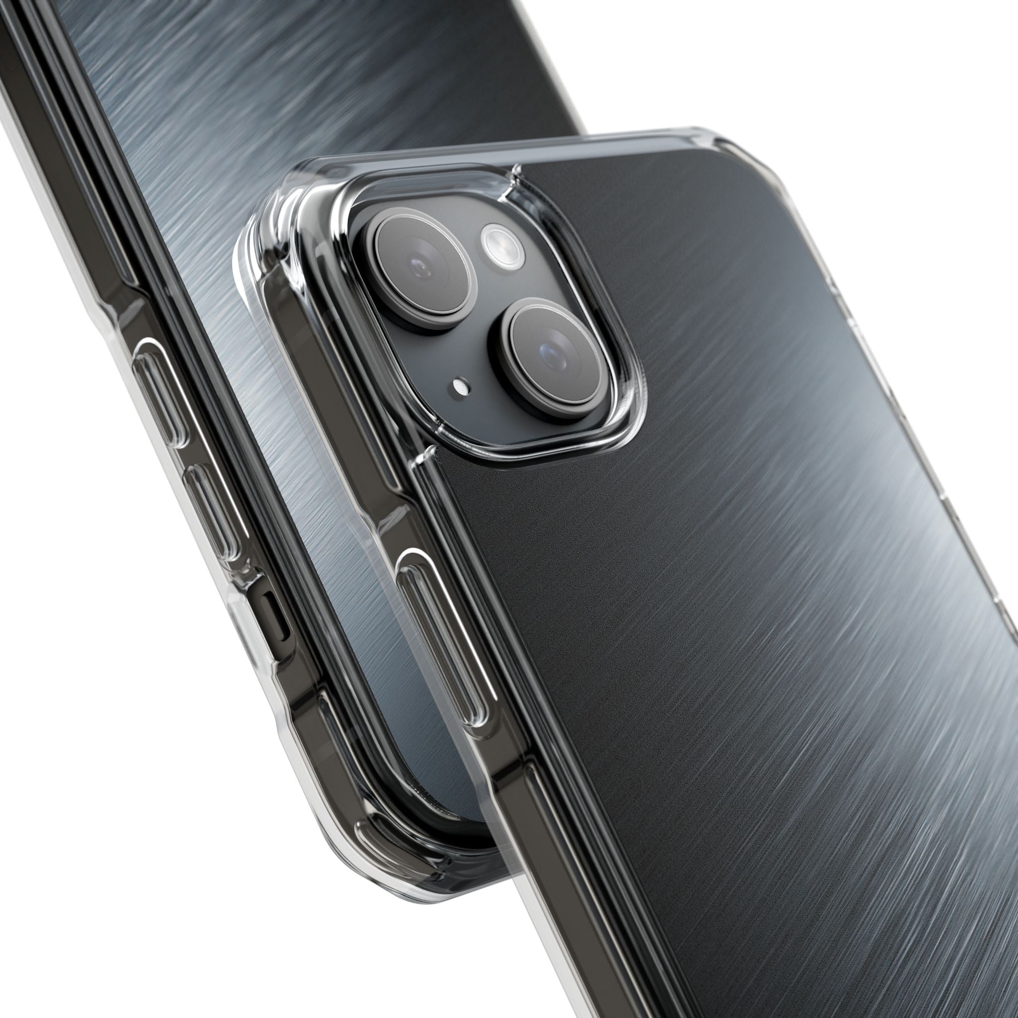 Grey Impact MagSafe Phone Case for iPhone - Charcoal Brushed Steel