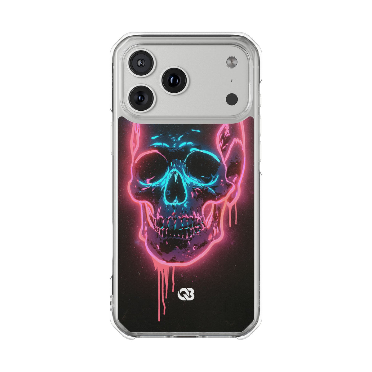 Neon Drip Skull · Clear Impact Magnetic Phone Case for iPhone · Black
