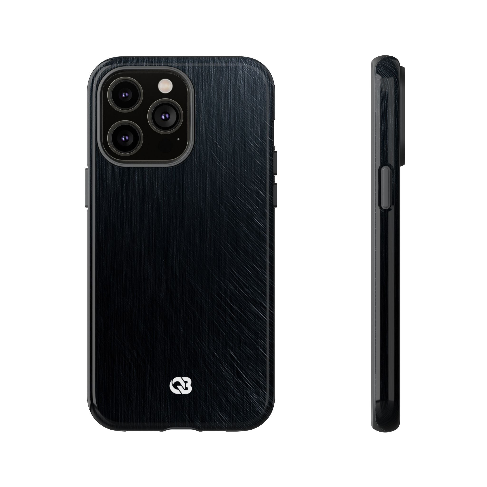 Black Tough Phone Case for iPhone - Midnight Brushed Grain