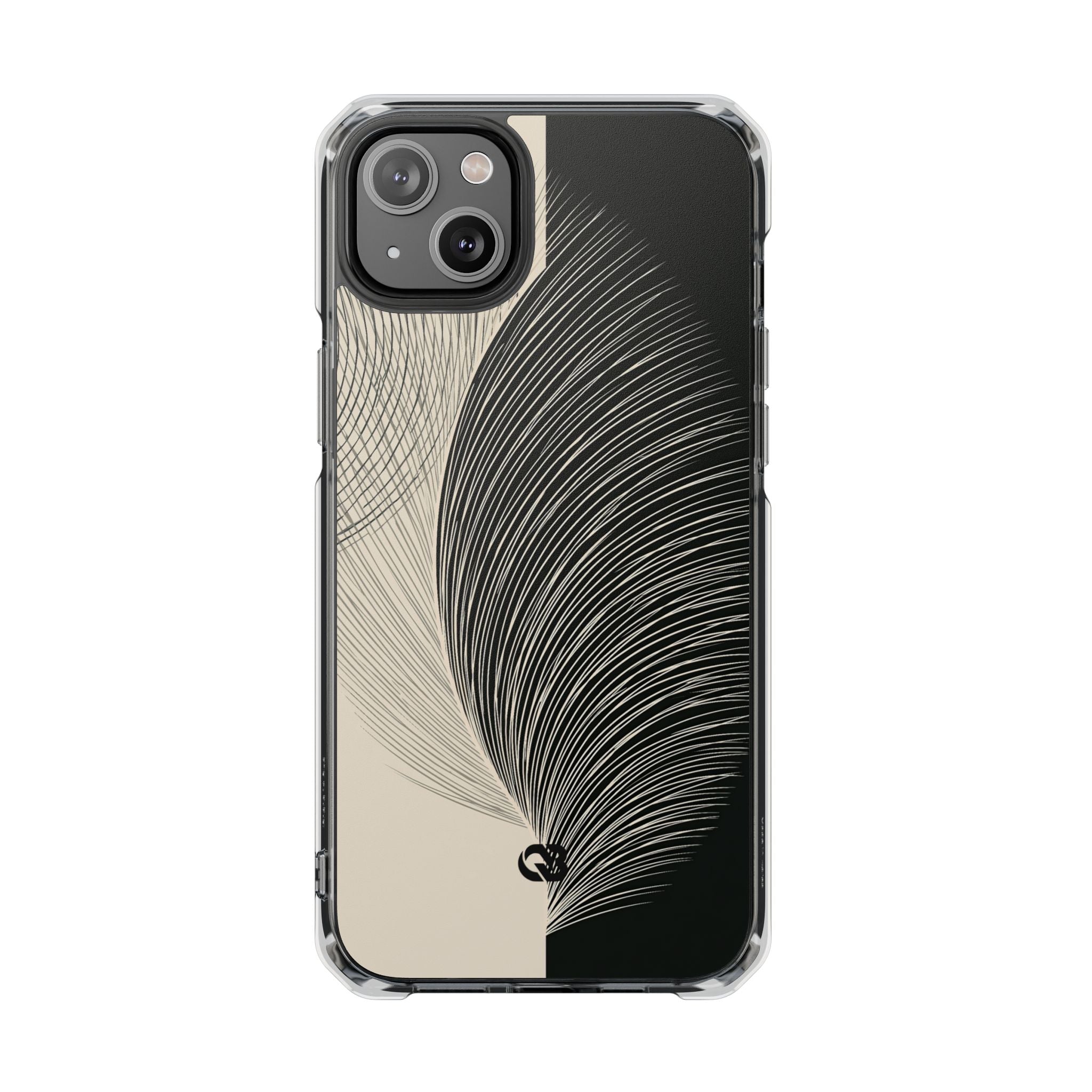 Beige Impact MagSafe Phone Case for iPhone - Obsidian Cream Plume
