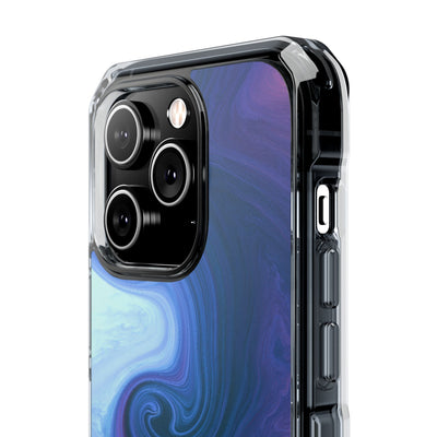 Azure Fluid Swirl · Clear Impact Magnetic Phone Case for iPhone · Blue