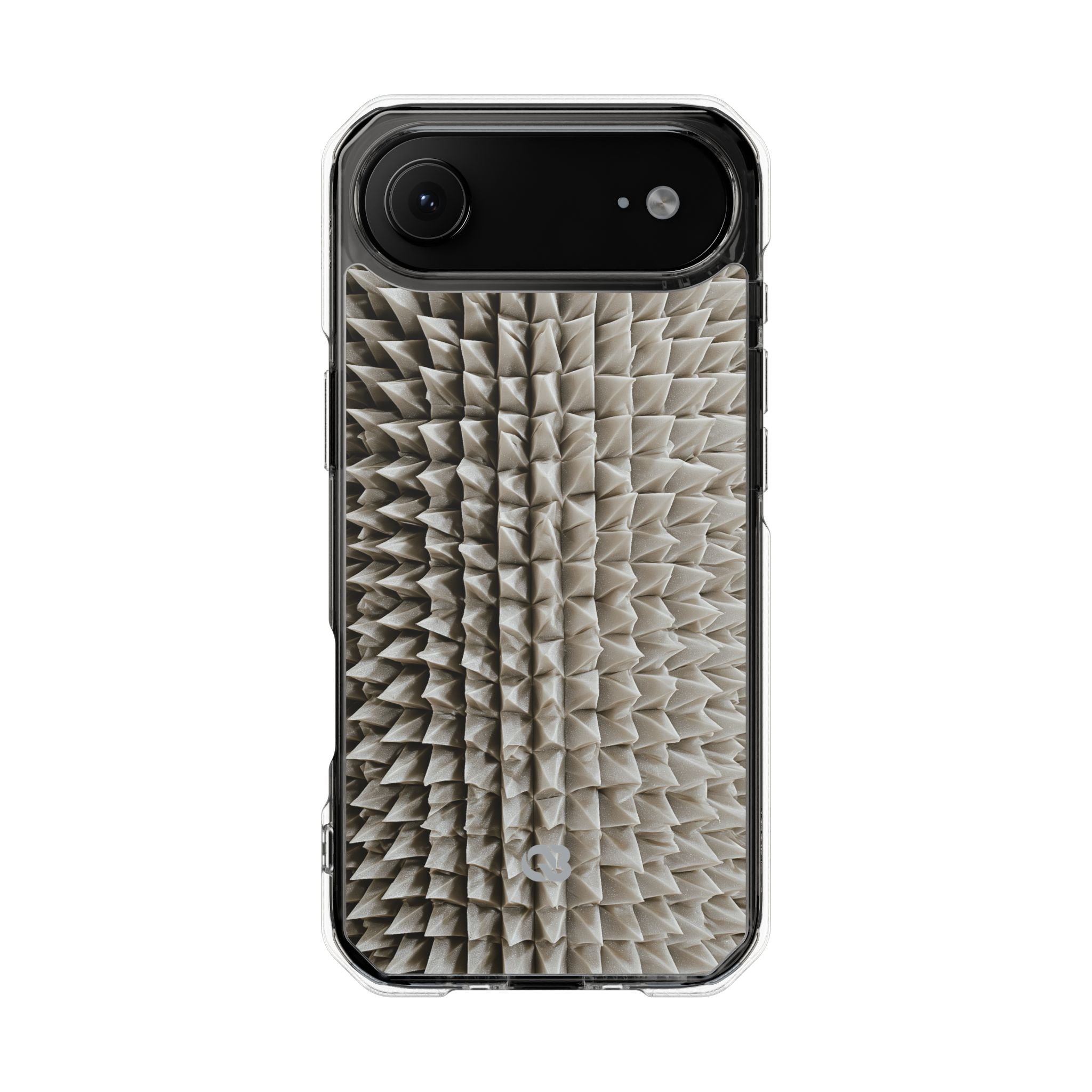 Beige Impact MagSafe Phone Case for iPhone - Bone Spiked Grid