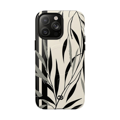 Beige Tough 2.0 Magsafe Phone Case for iPhone - Soot Leaf Sketch