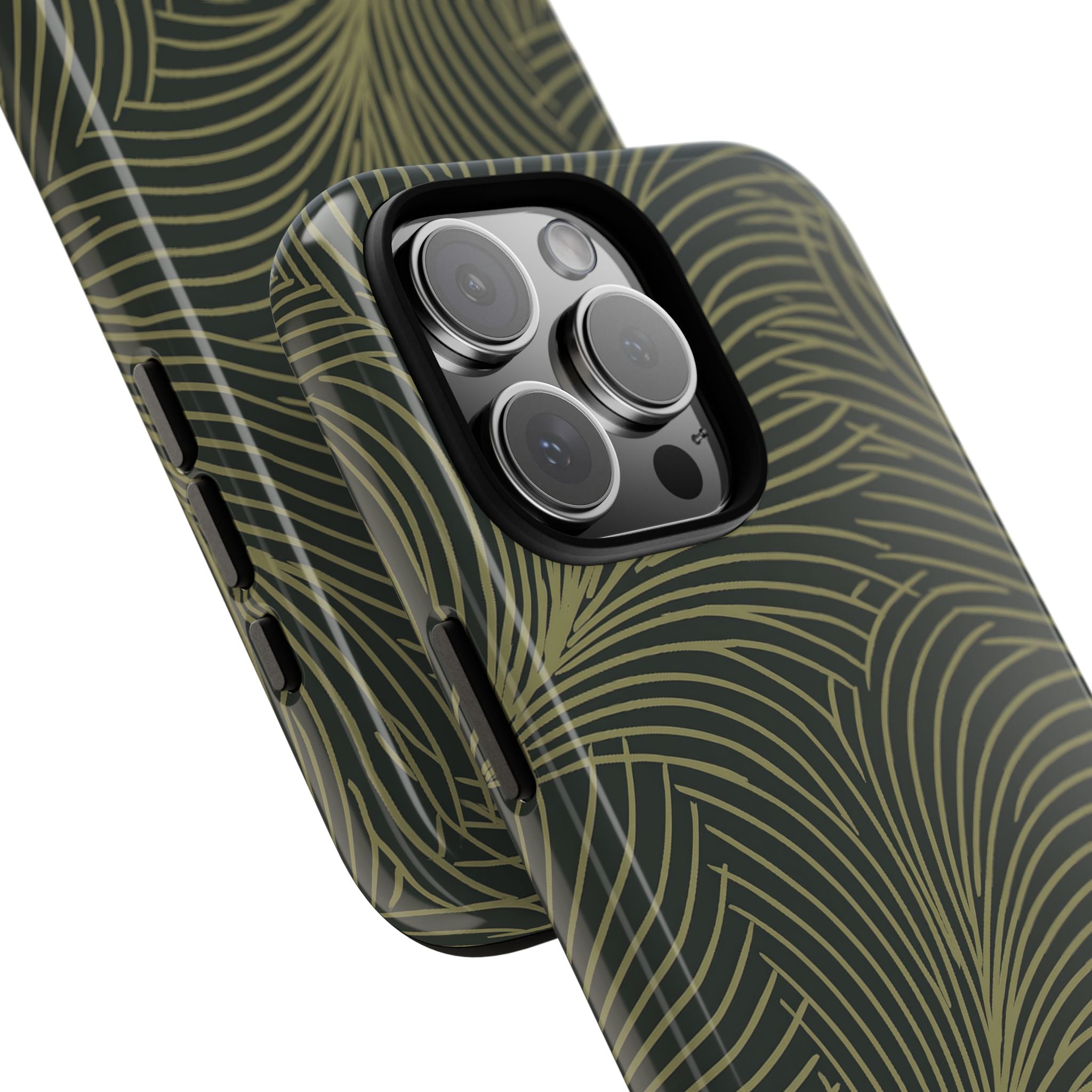 Green Tough Phone Case for iPhone - Dark Olive Plume