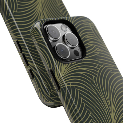 Green Tough Phone Case for iPhone - Dark Olive Plume