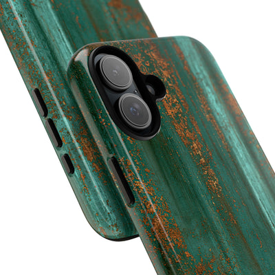 Teal Tough Phone Case for iPhone - Verdigris Copper Siding