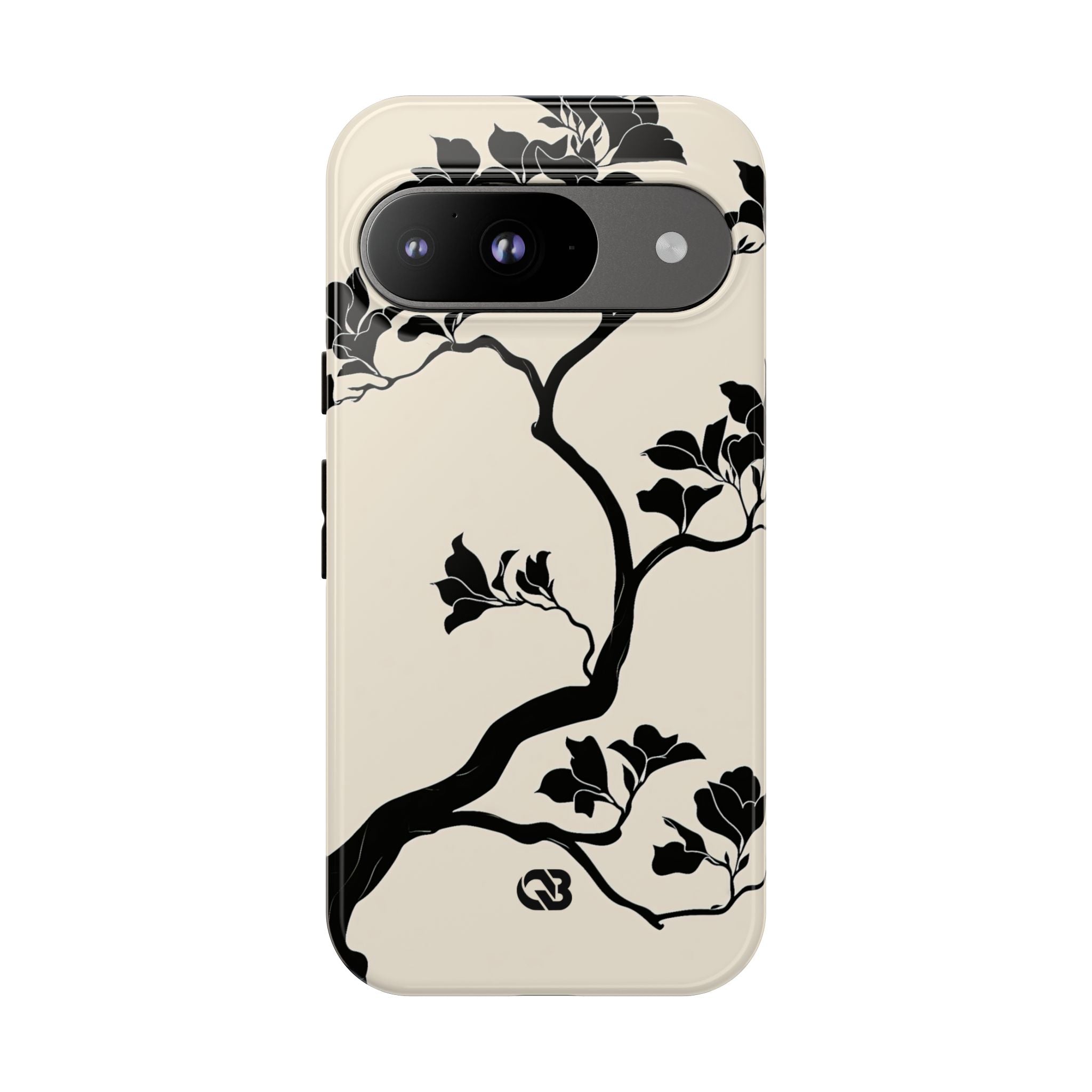 Beige Tough Phone Case for Google Pixel - Obsidian Bonsai Silhouette