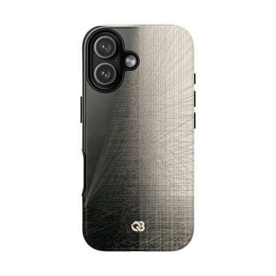 Beige Tough Phone Case for iPhone - Brutalist Graphite Grid