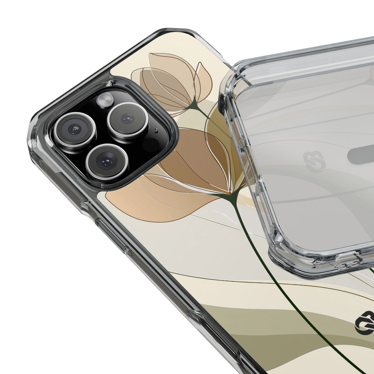 Translucent Petal Contour · Clear Impact Magnetic Phone Case for iPhone ·  Beige