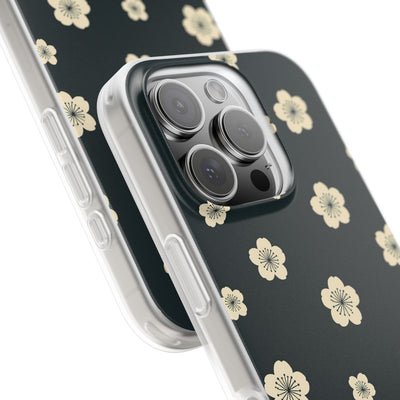 Teal Lite Phone Case for iPhone - Obsidian Cream Petals