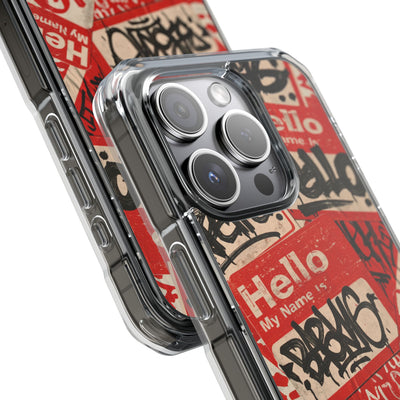 Slap Tag Collage · Clear Impact Magnetic Phone Case for iPhone · Red