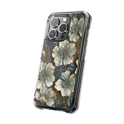 Gilded Blossom Reverie · Clear Impact Magnetic Phone Case for iPhone · Teal