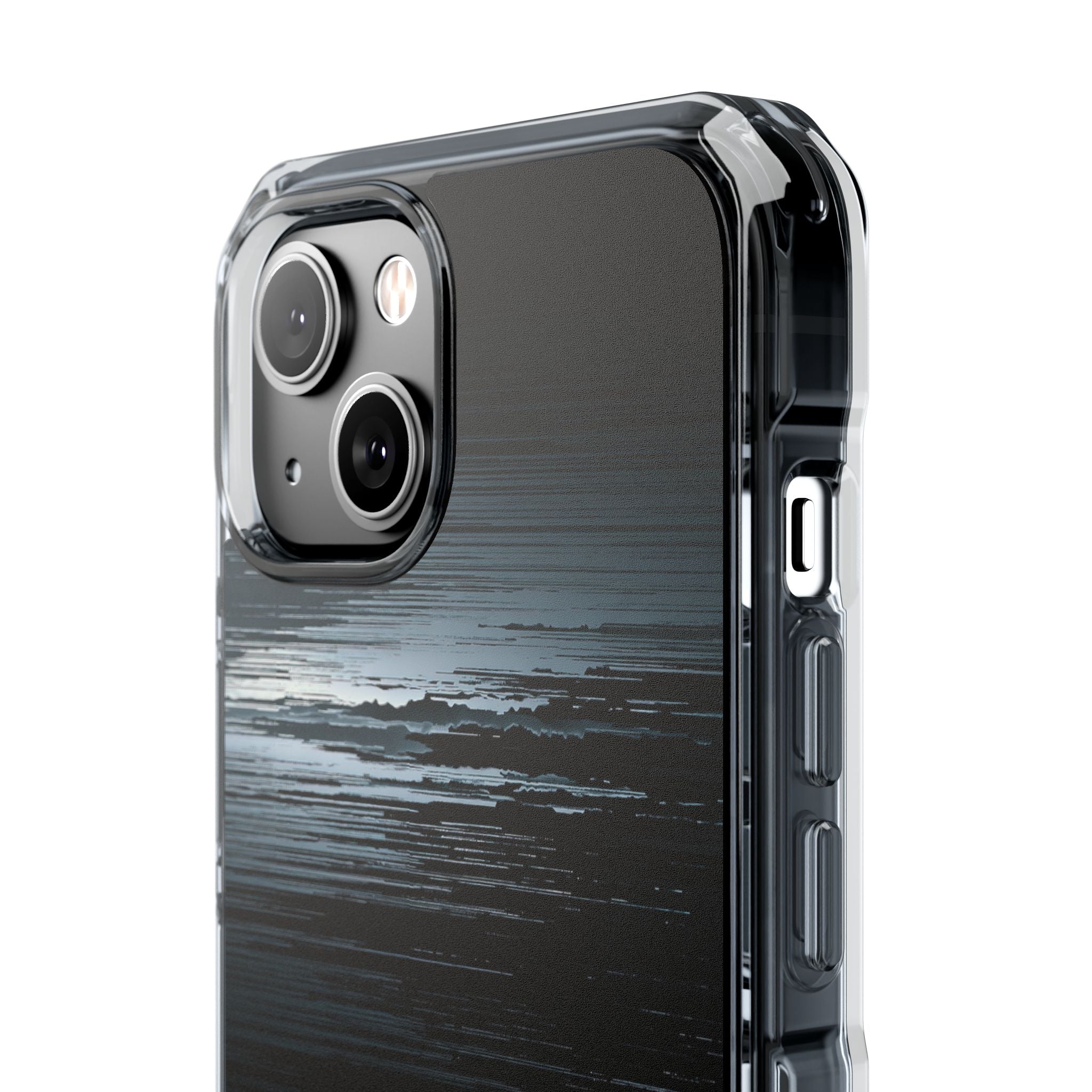 Black Impact MagSafe Phone Case for iPhone - Frozen Signal Glitch