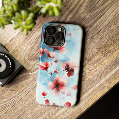 Pink Blossom Drift iPhone 15 Pro Max Cover - Tough