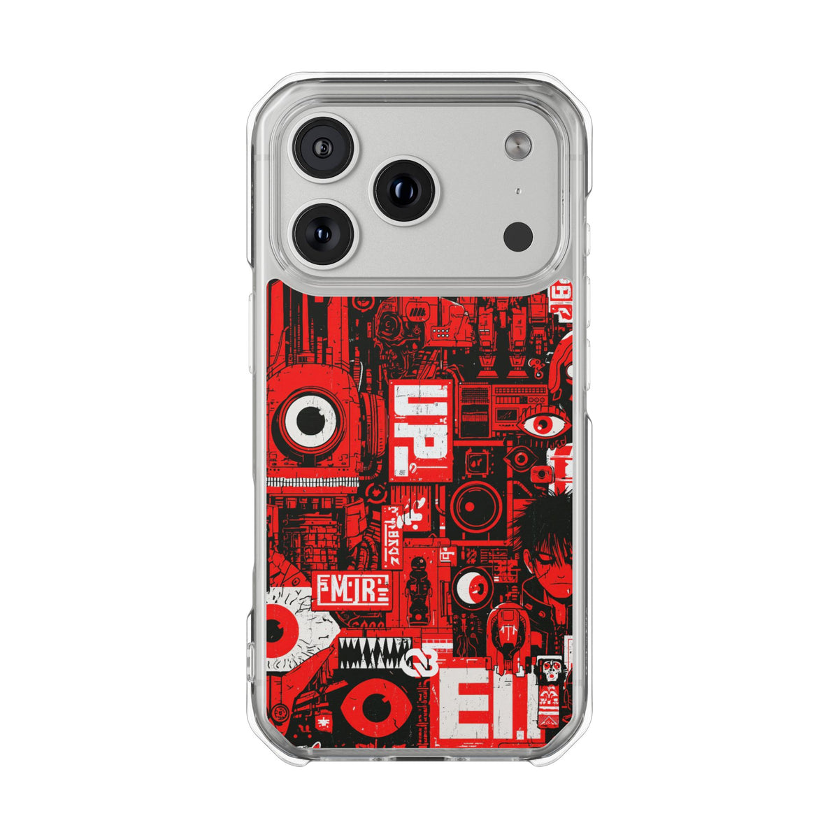 Neo Mecha Collage · Clear Impact Magnetic Phone Case for iPhone · Red