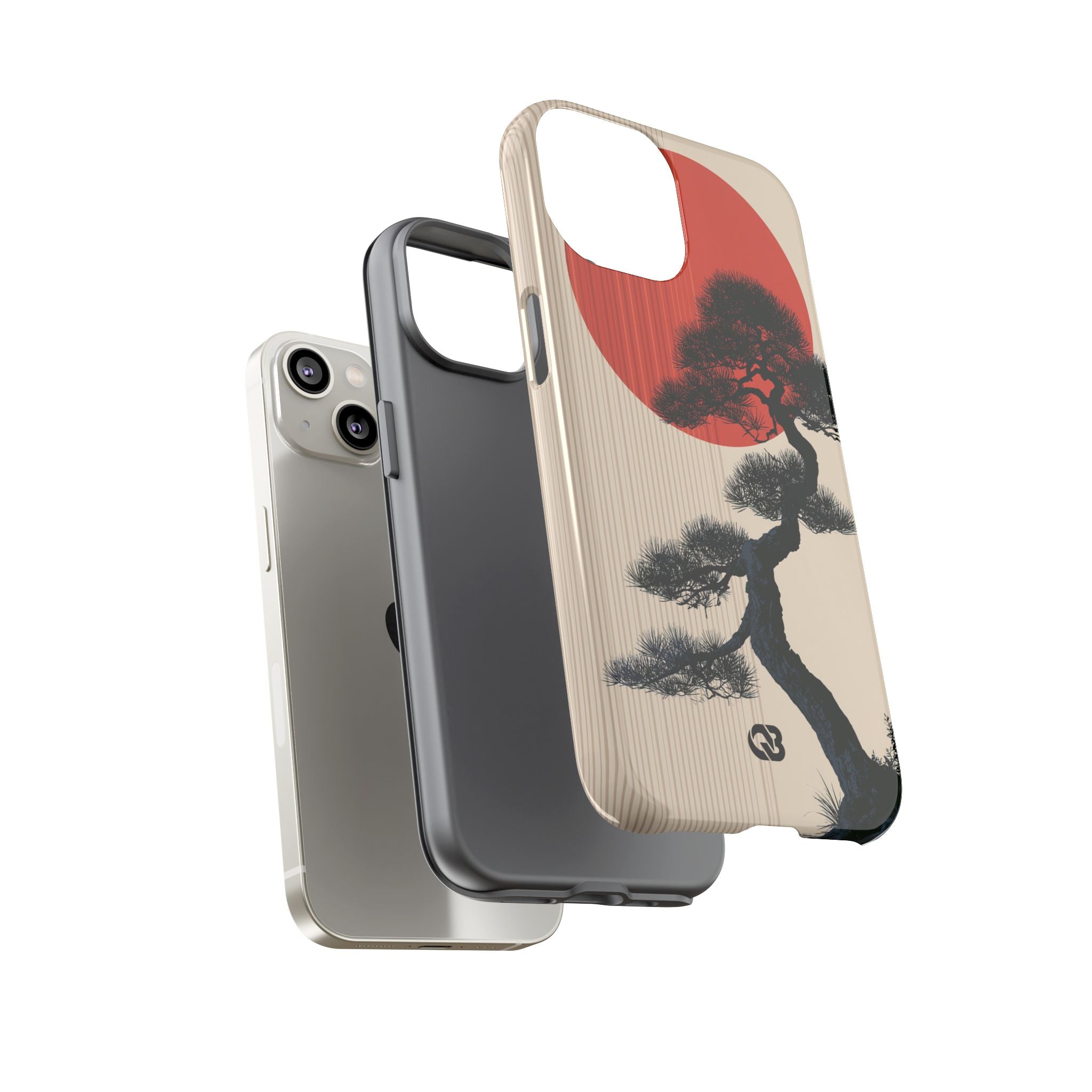 Beige Tough Phone Case for iPhone - Kyoto Crimson Pine
