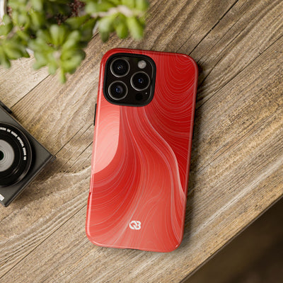Red Tough Phone Case for iPhone - Crimson Silk Strands