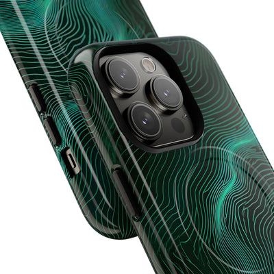 Teal Tough 2.0 Magsafe Phone Case for iPhone - Neon Jade Contour