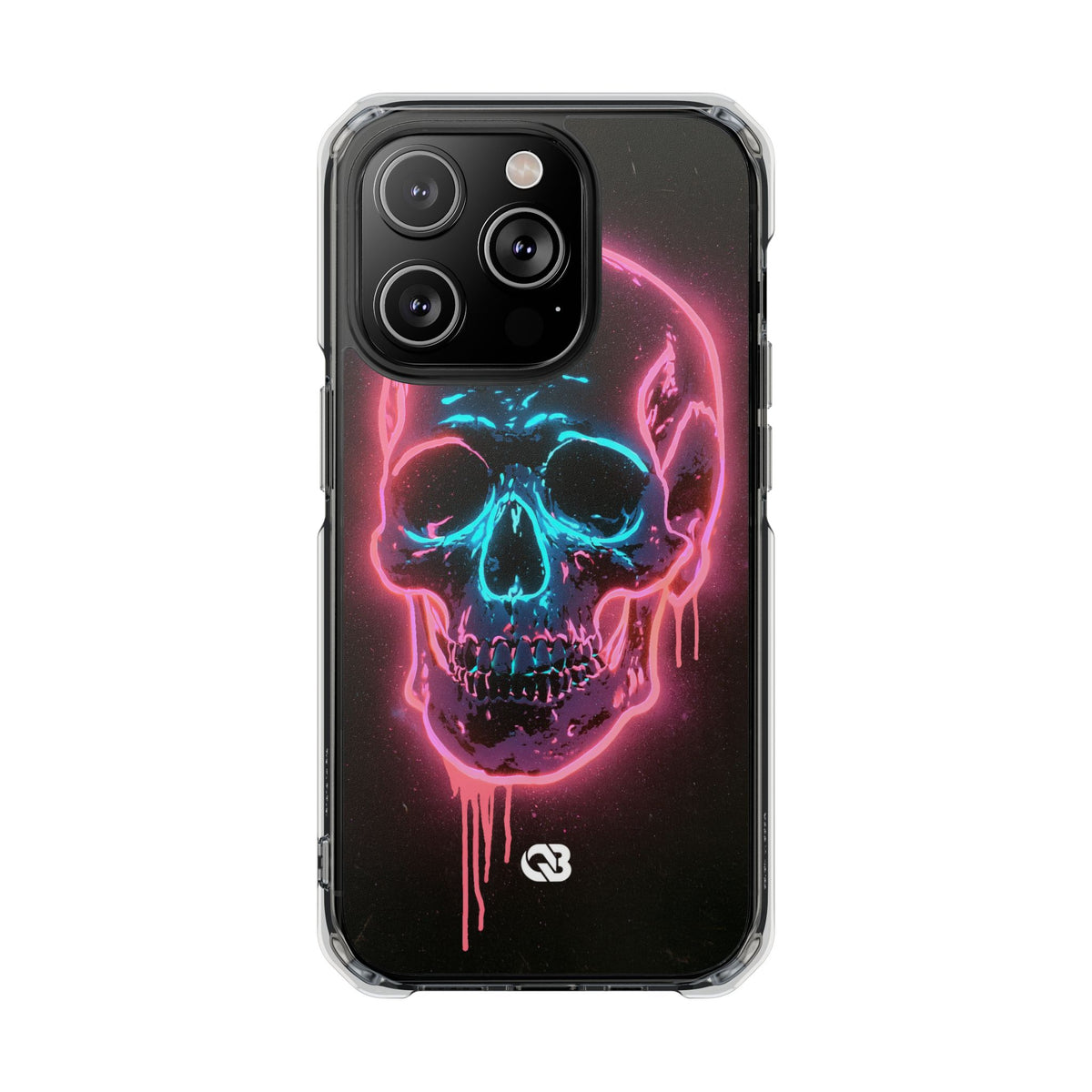 Neon Drip Skull · Clear Impact Magnetic Phone Case for iPhone · Black