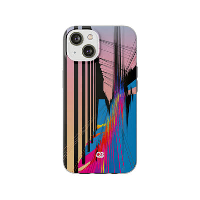 Blue Lite Phone Case for iPhone - Fractured Data Skyline