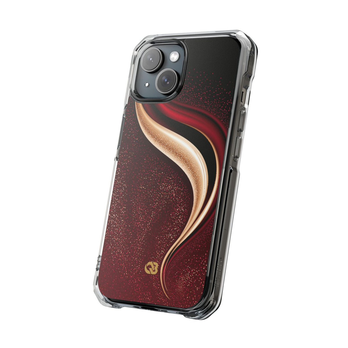 Gilded Crimson Flow · Clear Impact Magnetic Phone Case for iPhone · Red