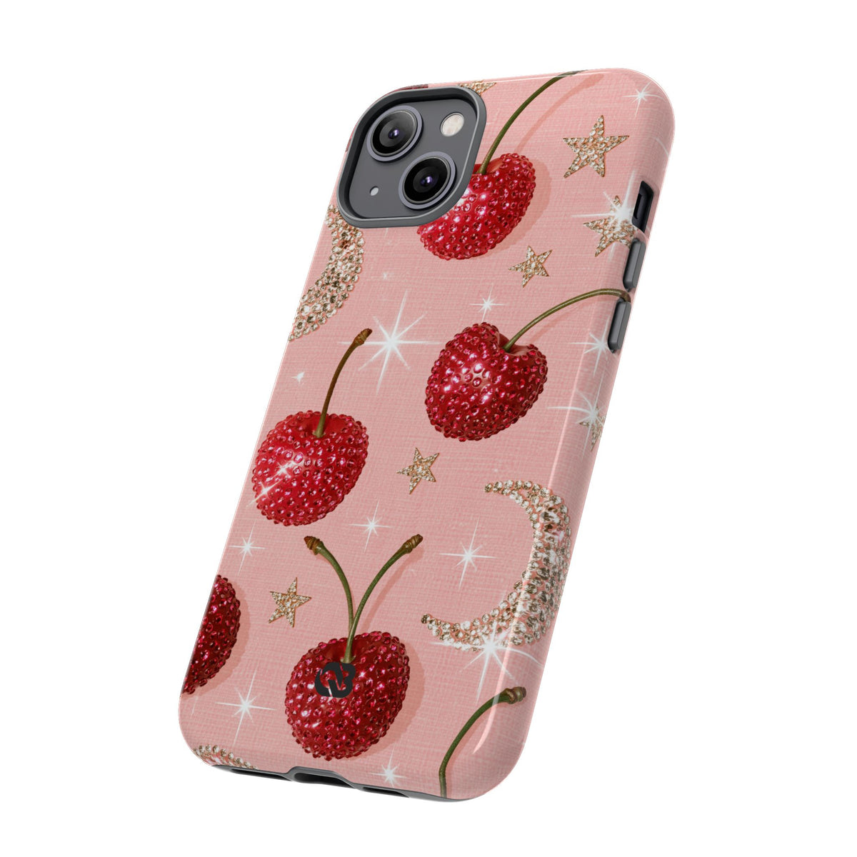 Bedazzled Ruby Cherries · Tough Phone Case for iPhone · Pink