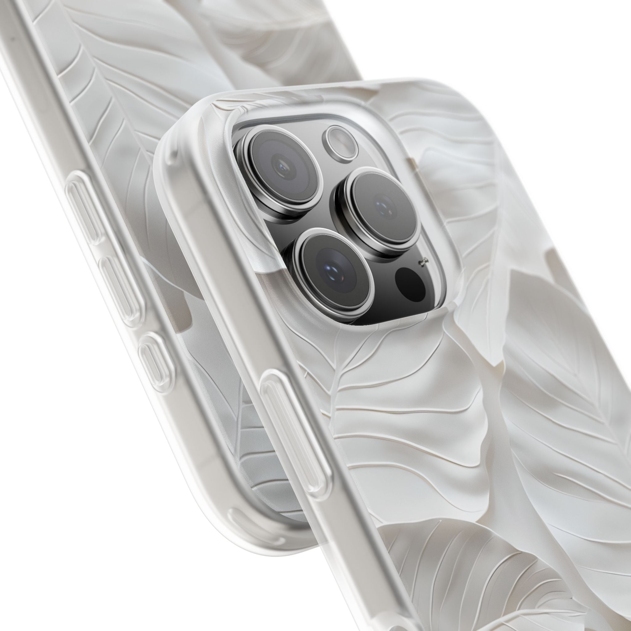 Sculpted Ivory Leaves · Soft Phone Case for iPhone