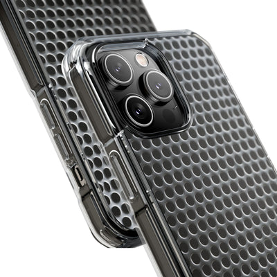 Brushed Perforated Steel · Clear Impact Magnetic Phone Case for iPhone ·  Silver
