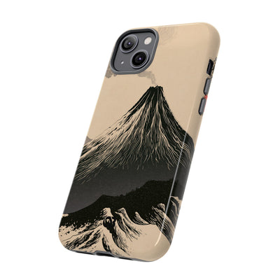 Beige Tough Phone Case for iPhone - Obsidian Ink Summit