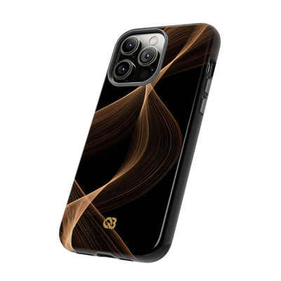 Brown Tough Phone Case for iPhone - Copper Silk Wave
