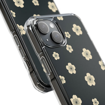 Teal Impact MagSafe Phone Case for iPhone - Obsidian Cream Petals
