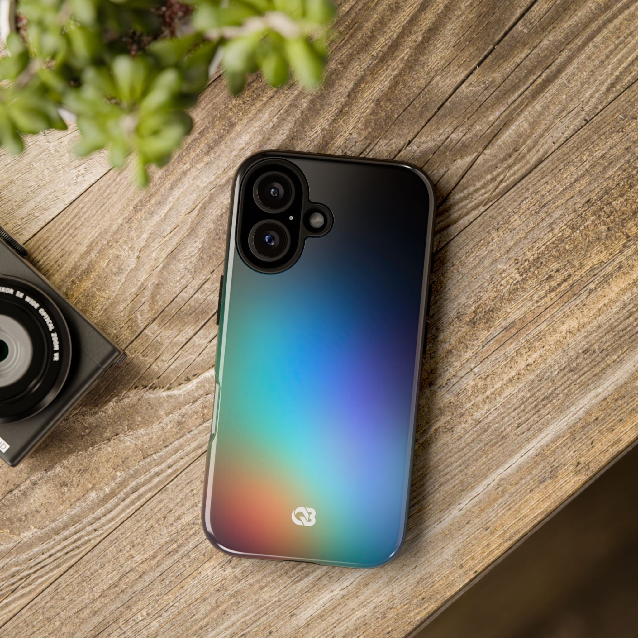 Black Tough Phone Case for iPhone - Electric Prism Grain