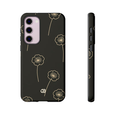 Black Tough Phone Case for Samsung - Obsidian Sand Petals