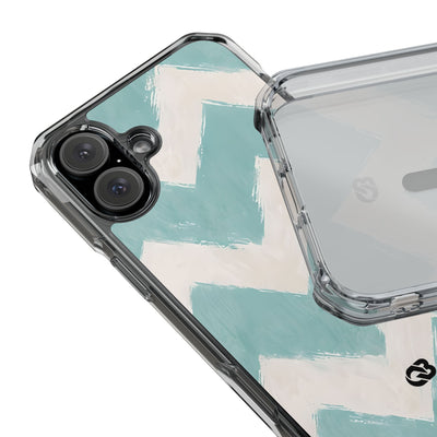 Teal Painted Chevron · Impact Coque de téléphone pour iPhone · Magsafe