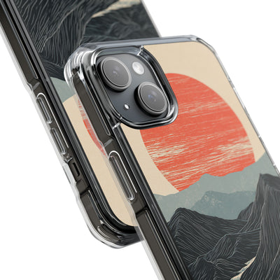 Beige Impact MagSafe Phone Case for iPhone - Crimson Ridge Flow