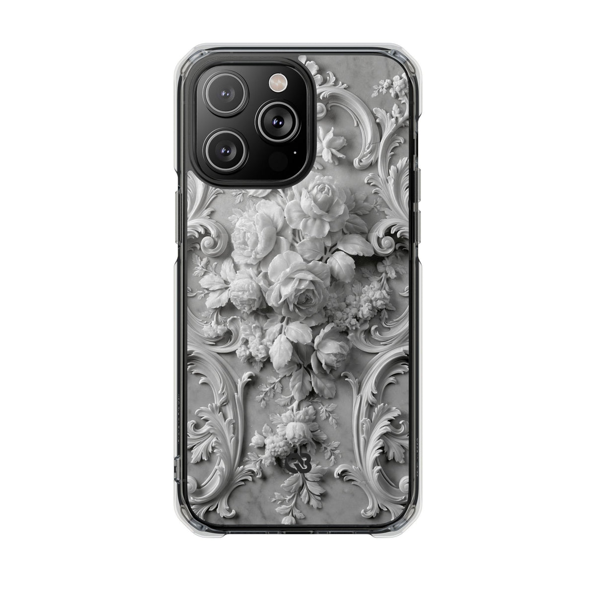 Rococo Marble Rose · Clear Impact Magnetic Phone Case for iPhone · White