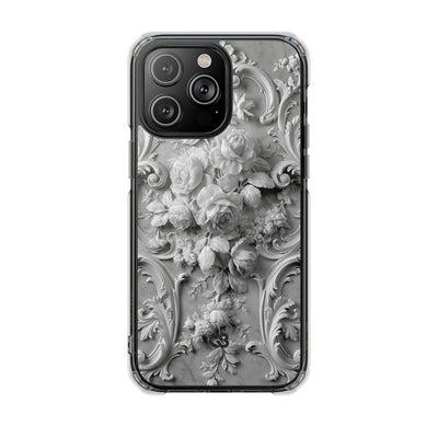 Rococo Marble Rose · Clear Impact Magnetic Phone Case for iPhone · White