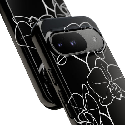 Black Tough Phone Case for Google Pixel - Noir Alabaster Orchid