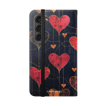 Textured Heart Grid - Samsung S23 Case - Wallet