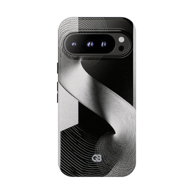 Grey Tough Phone Case for Google Pixel - Obsidian Moiré Wave