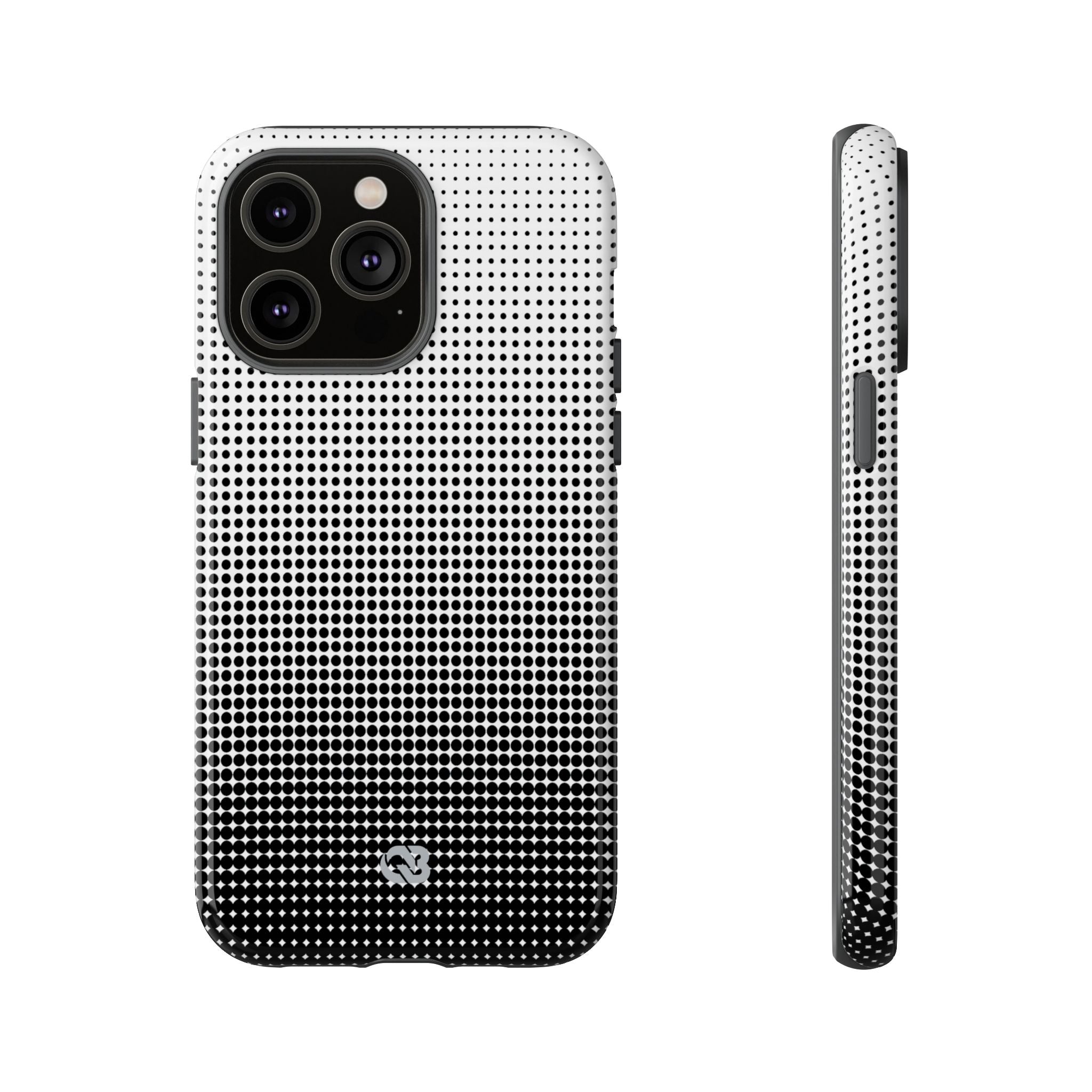 Black Tough Phone Case for iPhone - Obsidian Halftone Flux