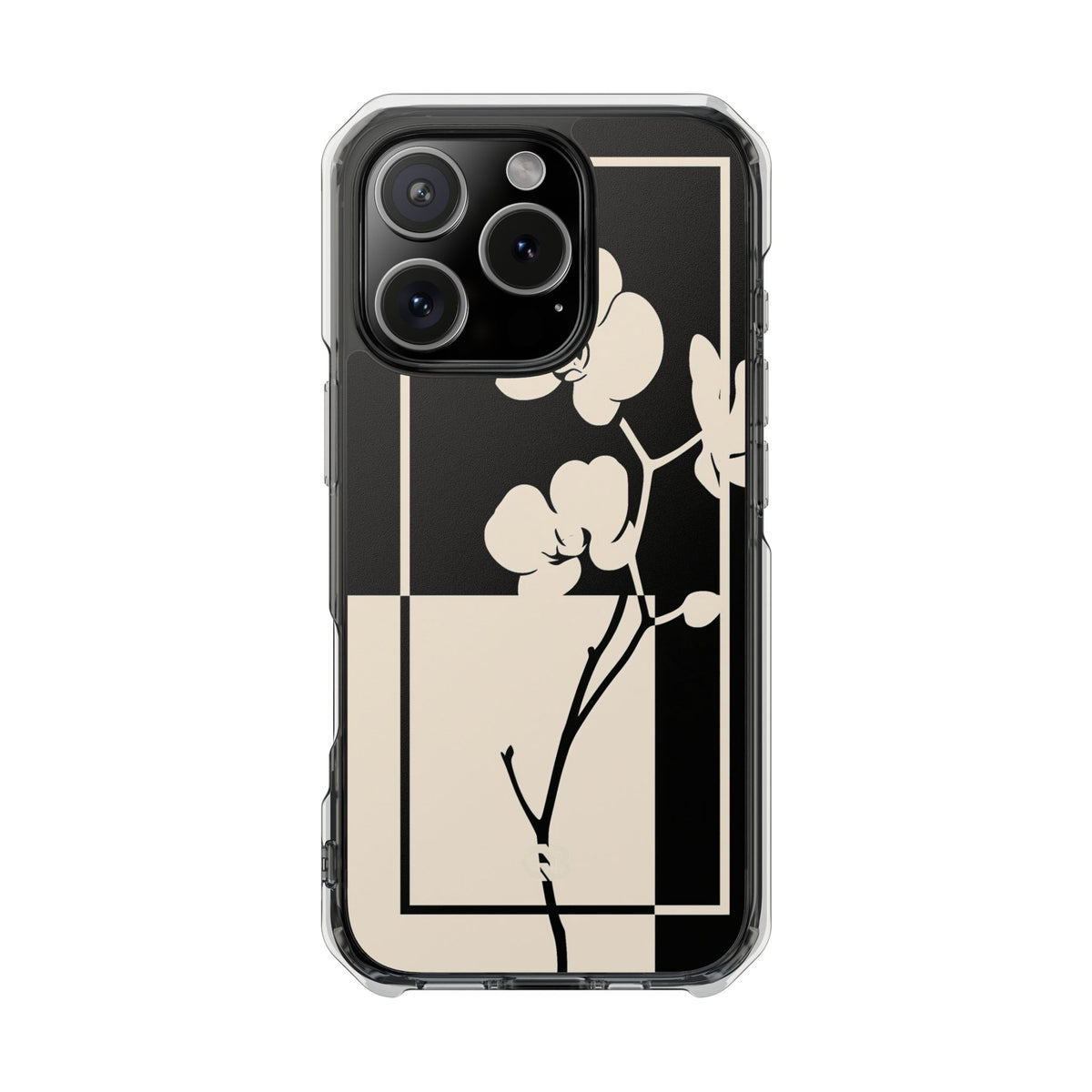 Geometric Orchid Bloom · Clear Impact Magnetic Phone Case for iPhone ·  Black