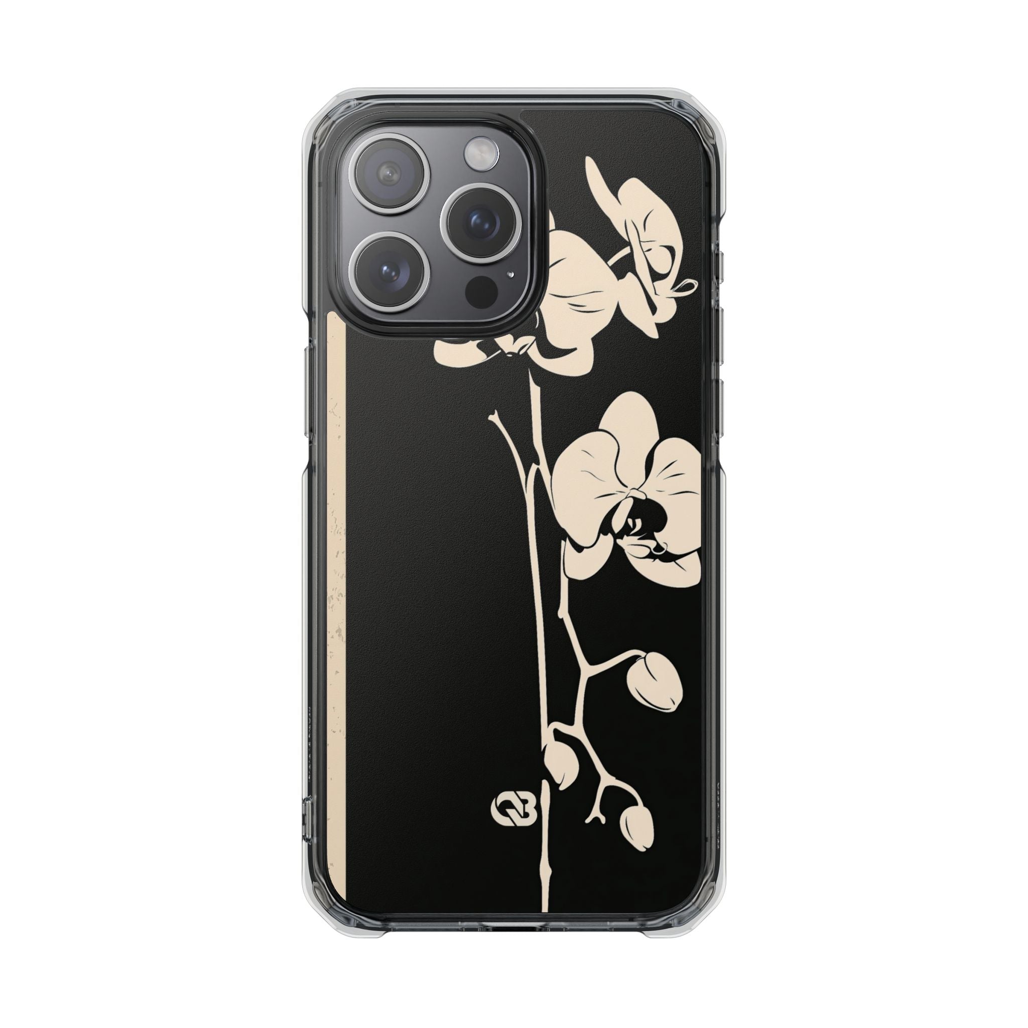 Black Impact MagSafe Phone Case for iPhone - Obsidian Bone Orchid